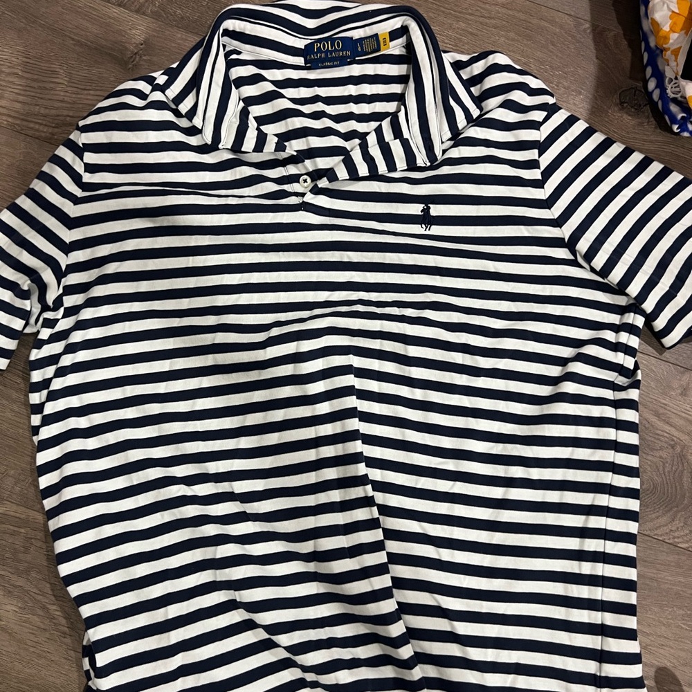 Polo Ralph Lauren Navy and White Striped Polo Shirt